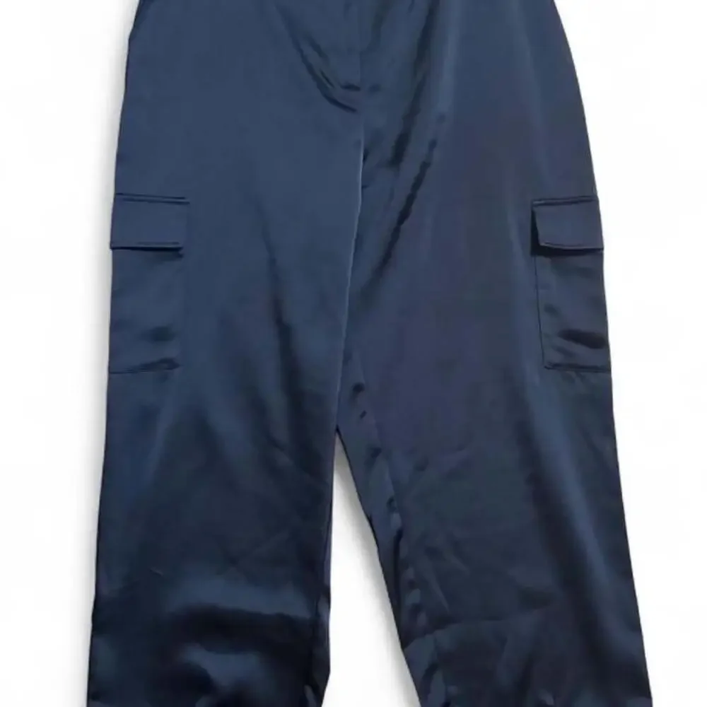 Nicole Miller New York Black Satin Wide Leg Cargo Pants XL